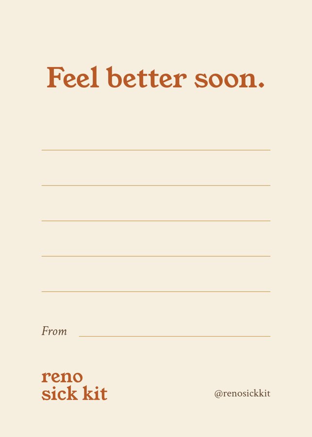 Card back, Feel better soon with lines to write on